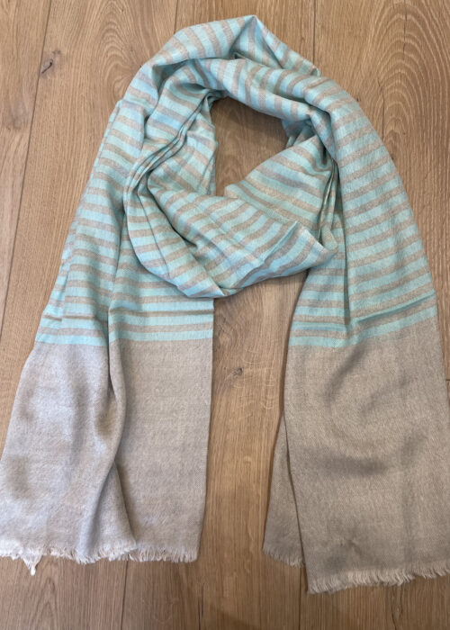 Glacier Sand Striped Merino Silk Scarf