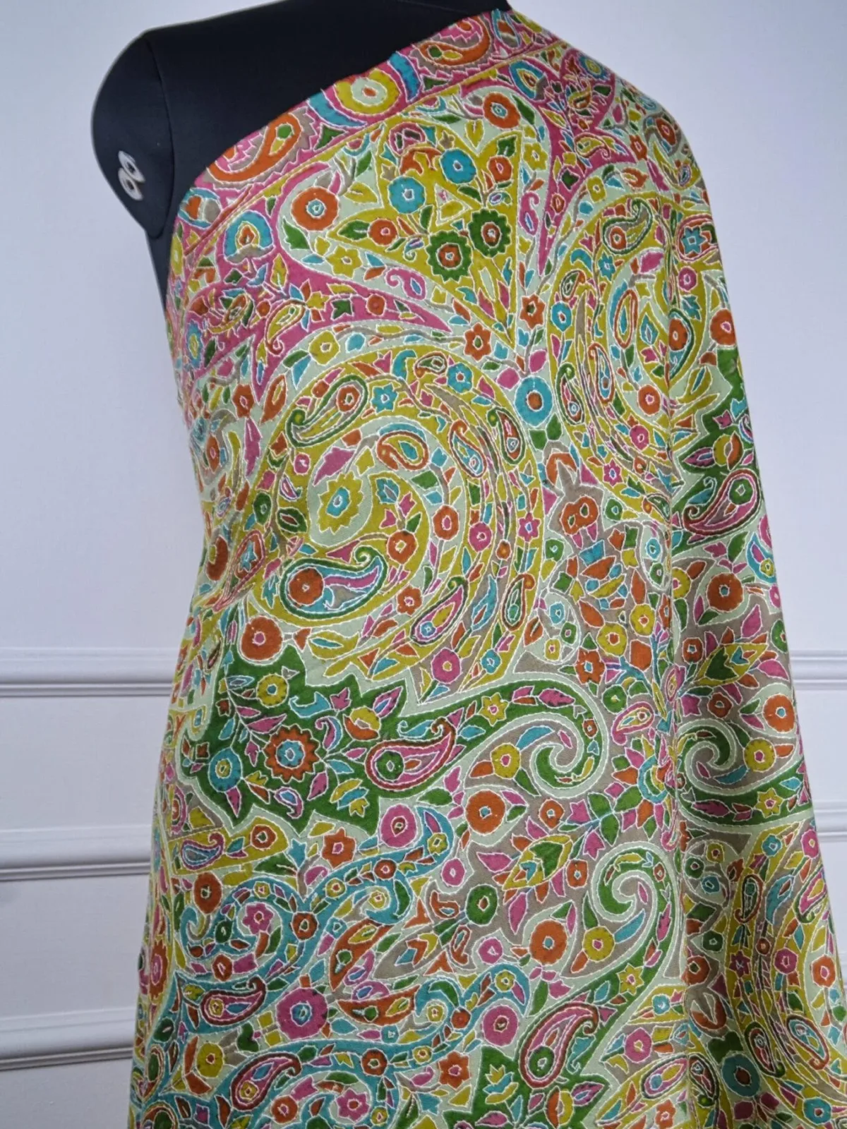 Meadow Mosaic Floral Embroidered Wool Shawl
