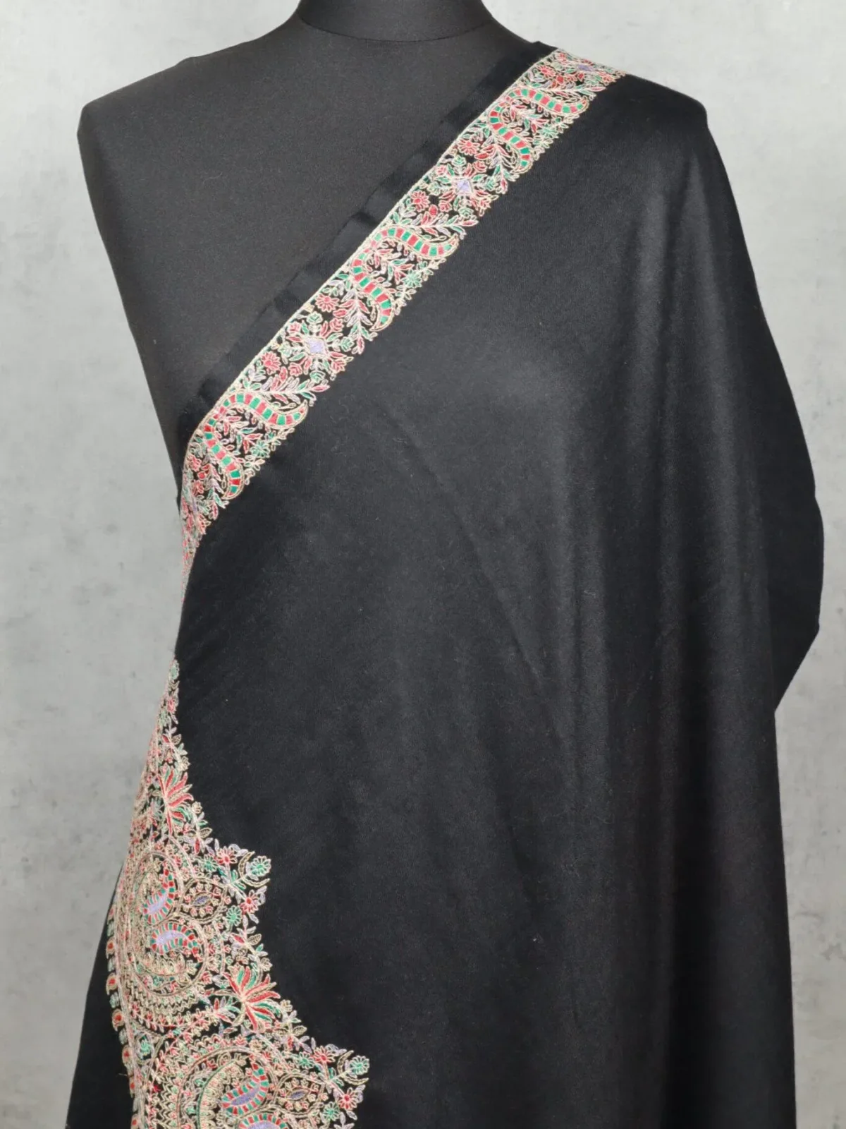 EmbroCrest Kashmiri Embroidered Wool Shawl