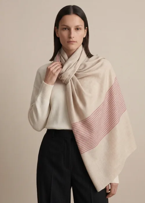 Gul-e-Reth Striped Merino Silk Scarf
