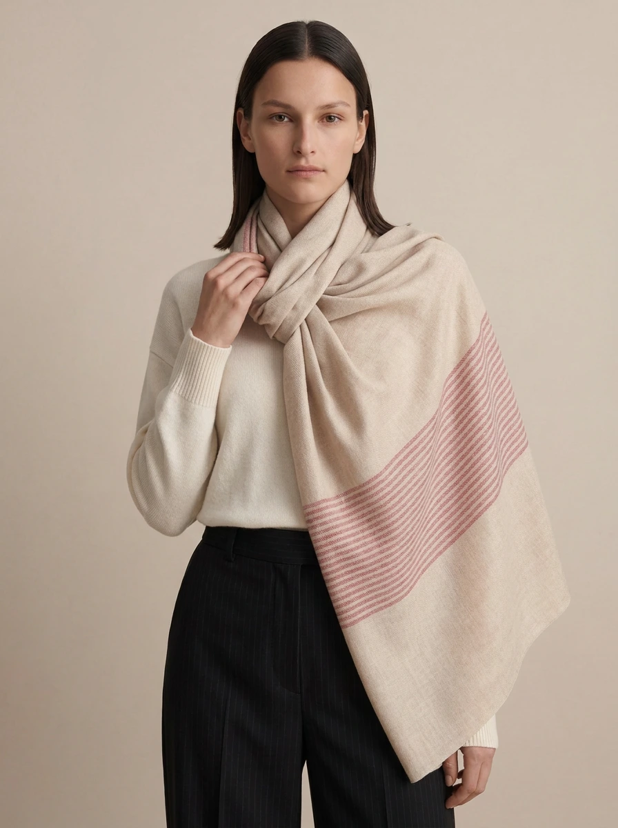 Gul-e-Reth Striped Merino Silk Scarf