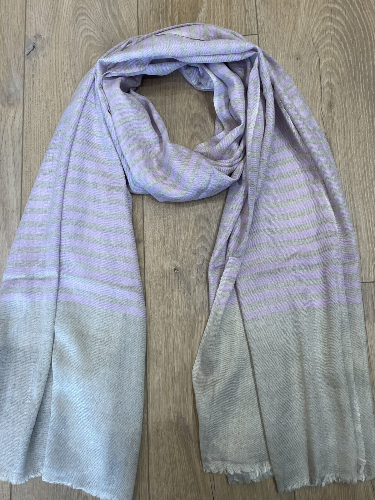 Lavender Mist Stripe Merino Silk Scarf