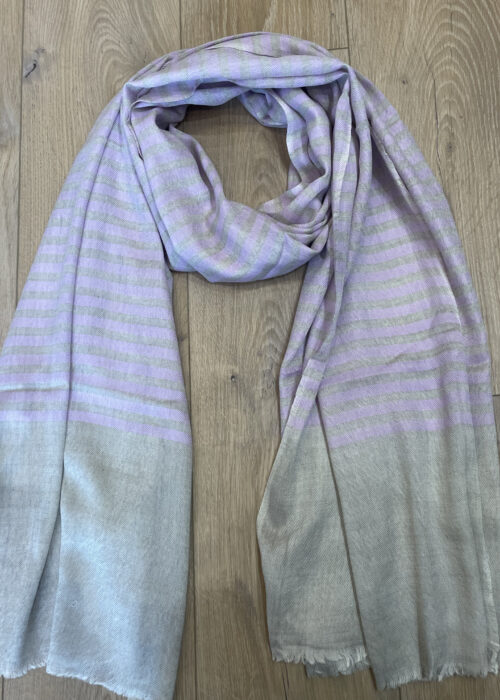 Lavender Mist Stripe Merino Silk Scarf