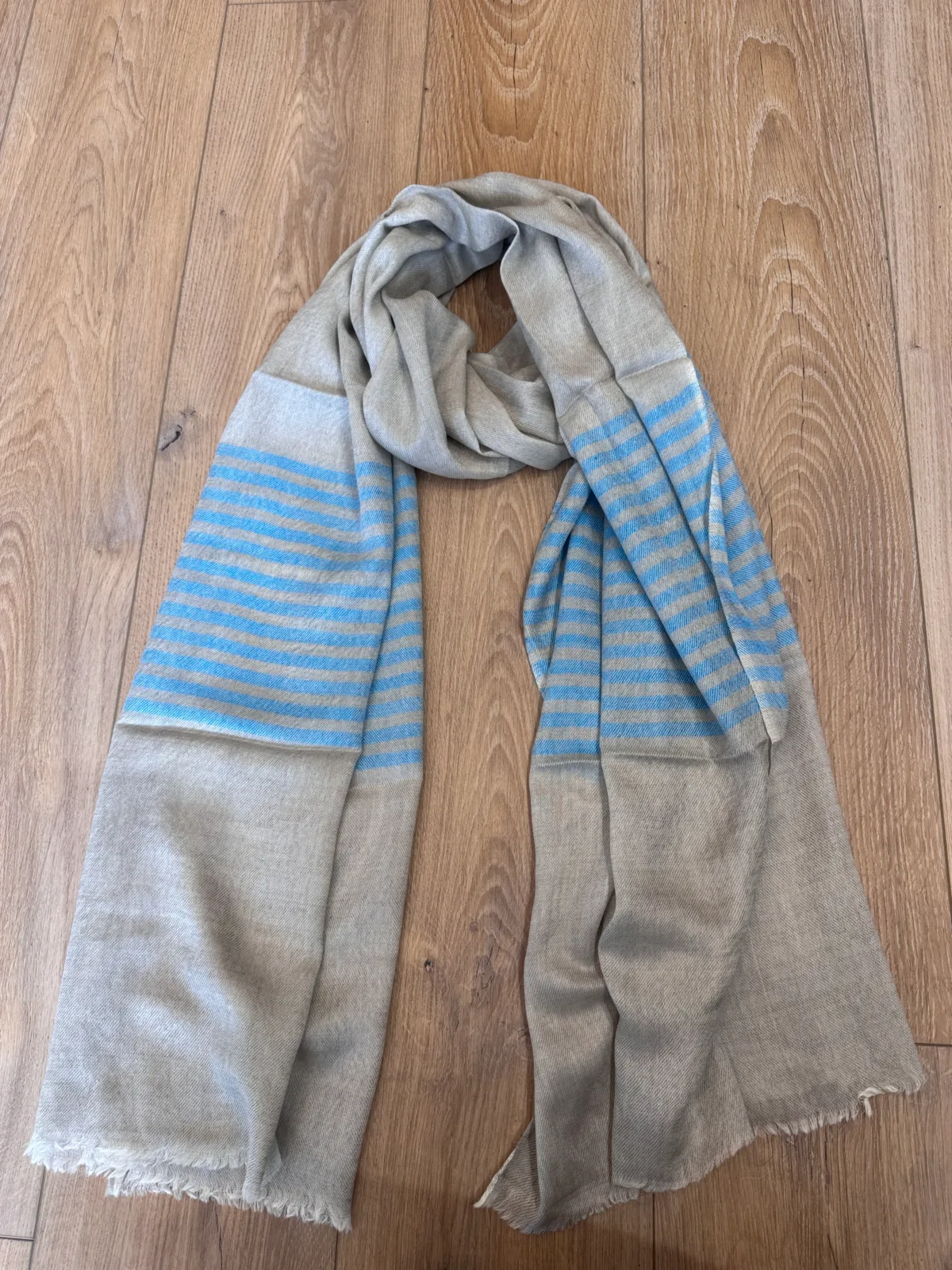 Seabreeze Sand Striped Merino Silk Scarf