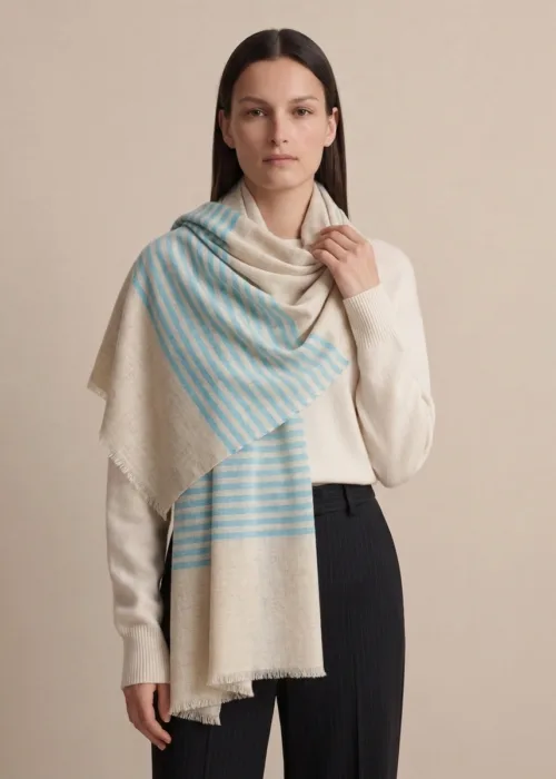 Neelam Stripe Merino Silk Scarf