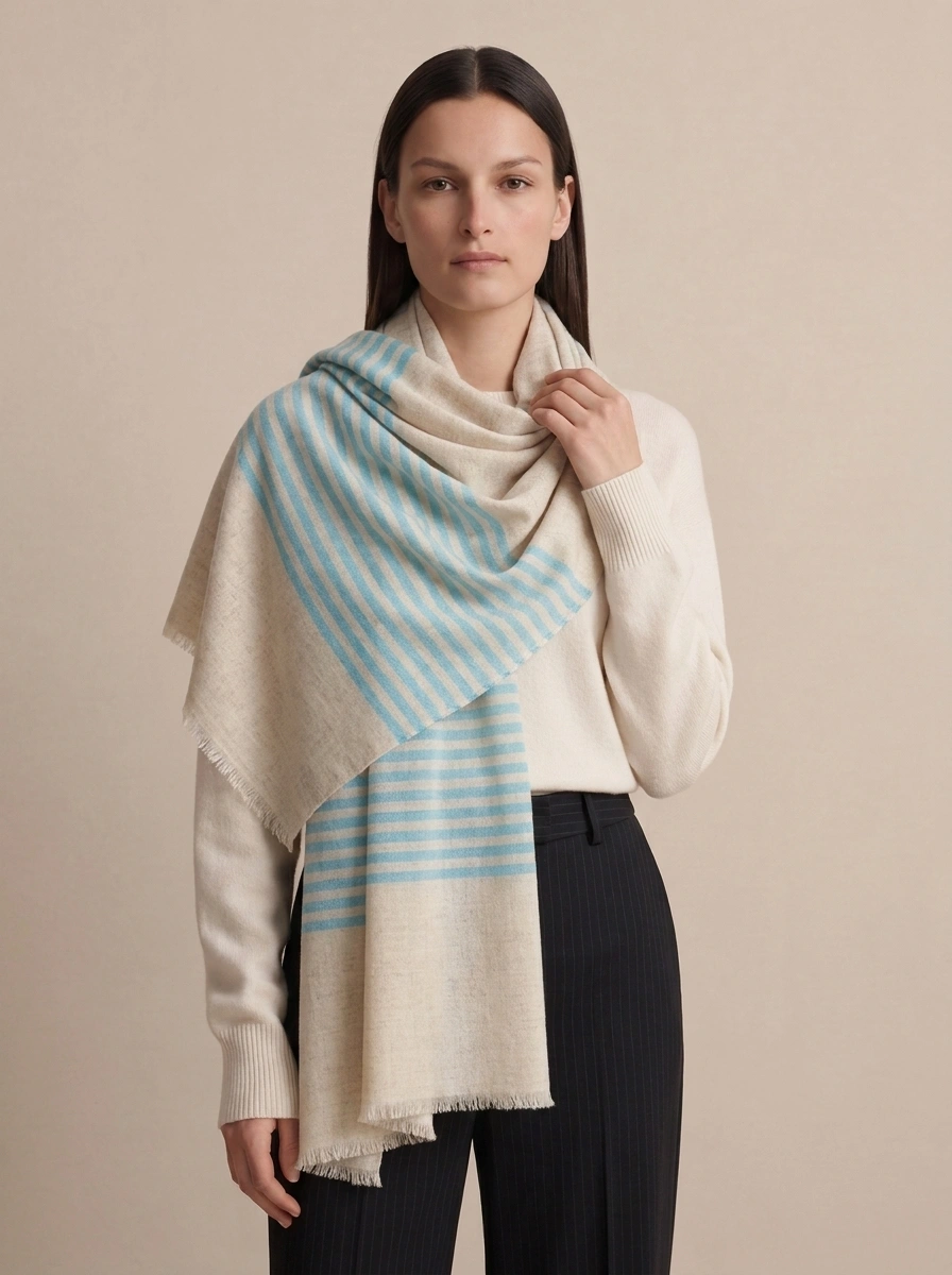 Neelam Stripe Merino Silk Scarf