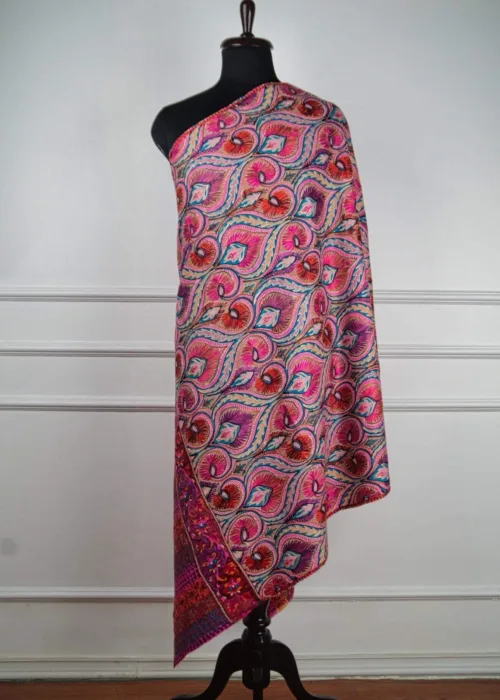 Rangrez Gulkaar Kalamkari Hand Painted Wool Shawl