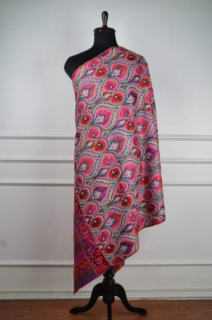 Rangrez Gulkaar Kalamkari Hand Painted Wool Shawl