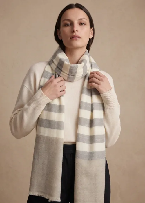 Wudur Sheen Striped Merino Silk Scarf
