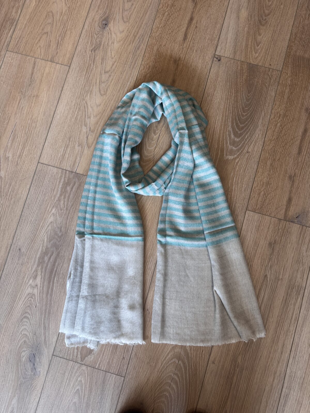 Sea Spray Striped Merino Silk Scarf