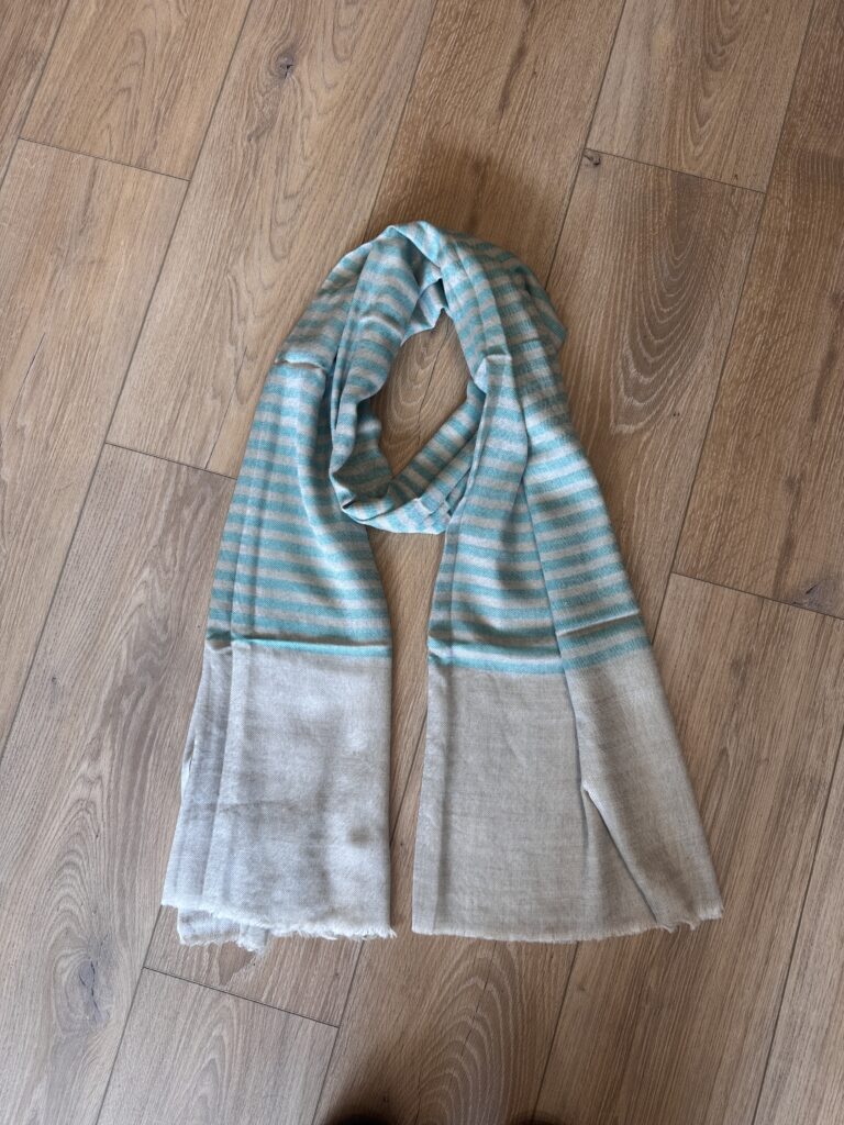 Sea Spray Striped Merino Silk Scarf