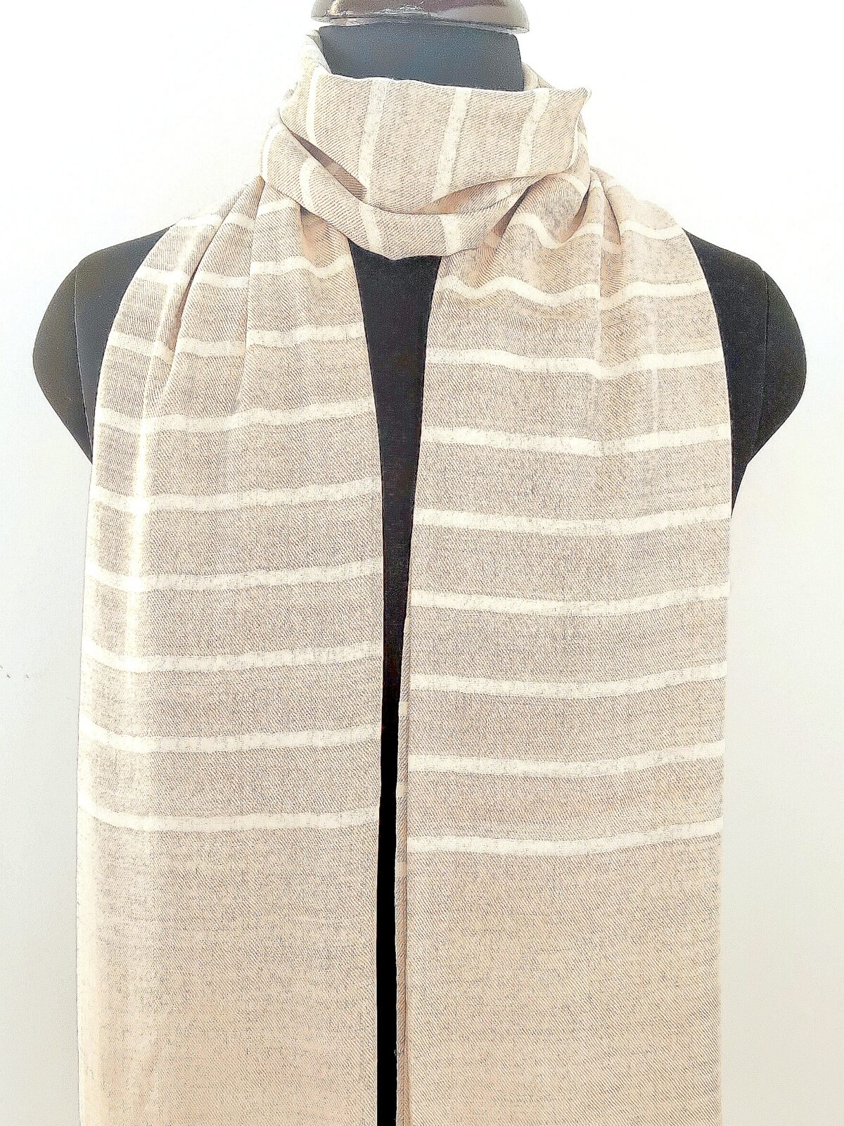 Noor Kashmiri Striped Merino Silk Scarf