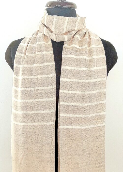Noor Kashmiri Striped Merino Silk Scarf