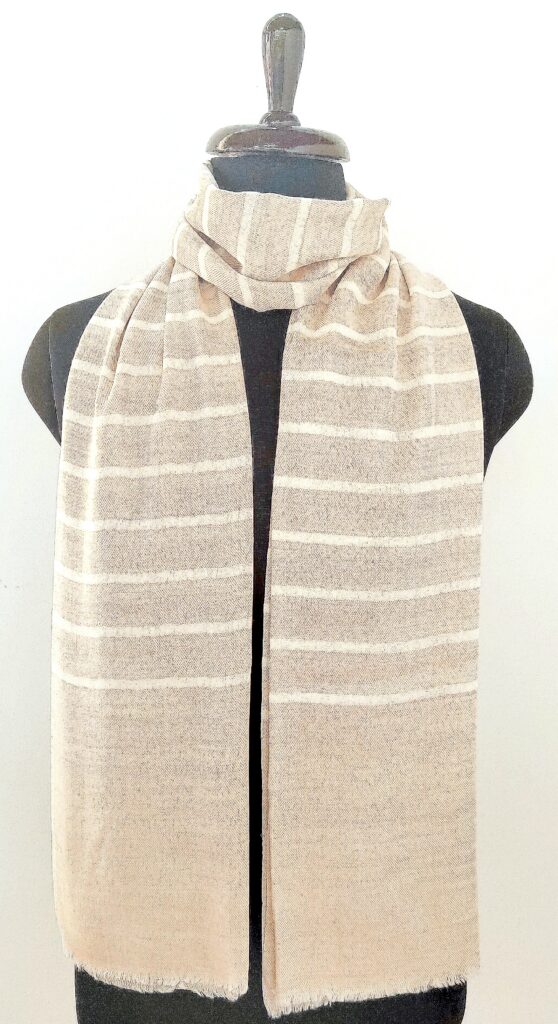 Noor Kashmiri Striped Merino Silk Scarf