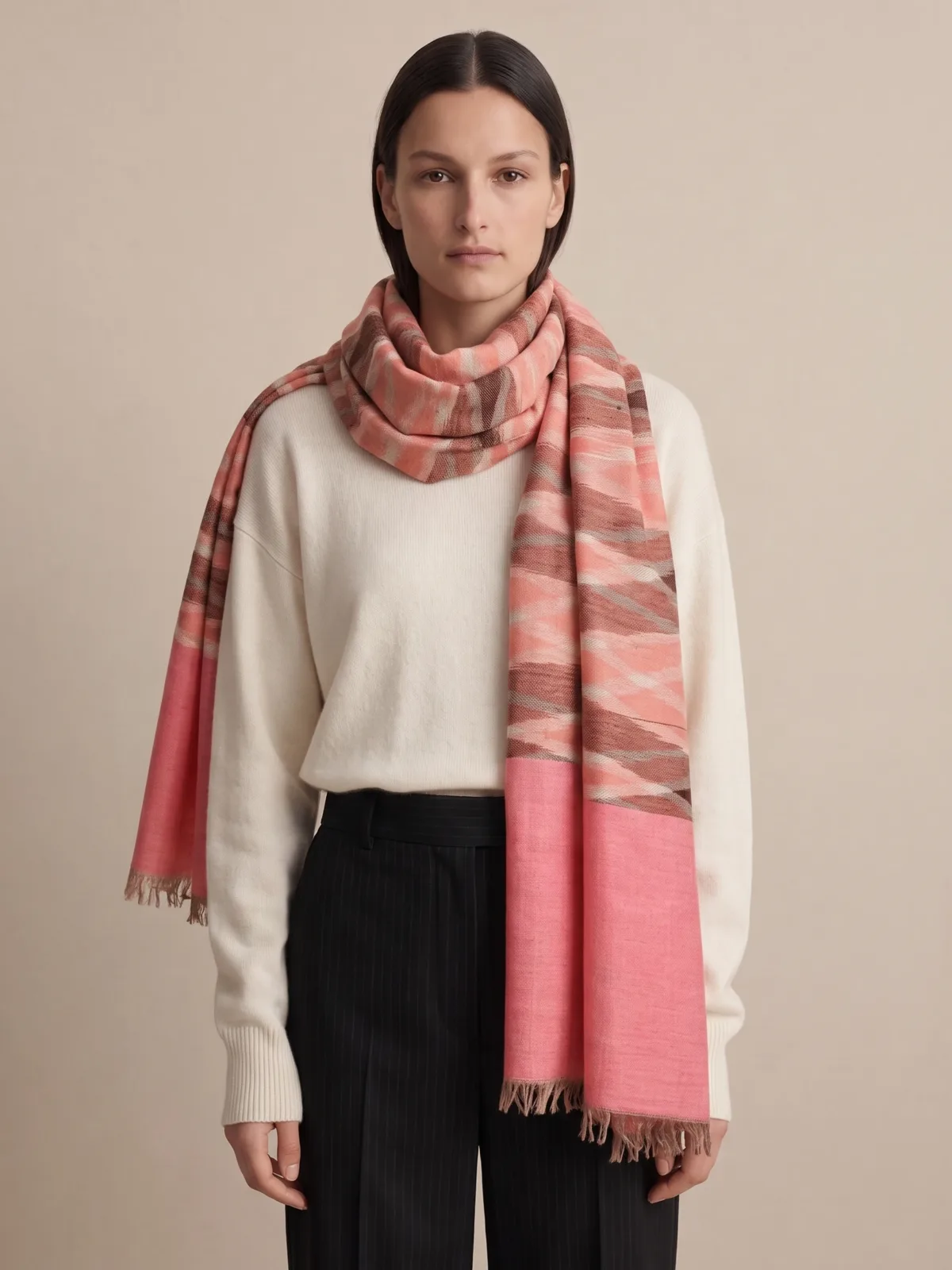 Heritage Pashmina® Rosewood Mirage Kashmiri Ikat Scarf