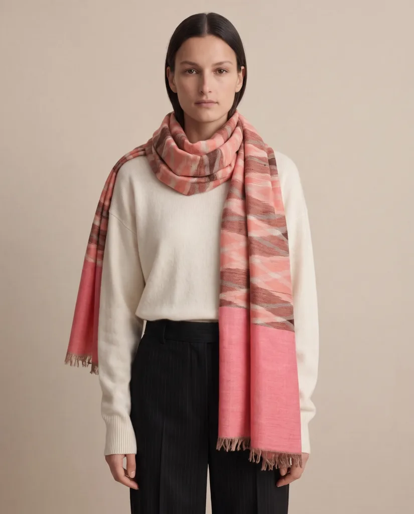 Heritage Pashmina® Rosewood Mirage Kashmiri Ikat Scarf