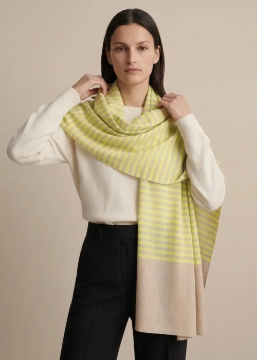 Zard Bahaar Striped Merino Silk Scarf