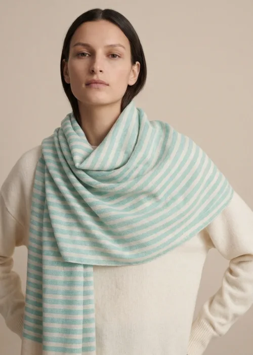 Sabz Bahaar Striped Merino Silk Scarf
