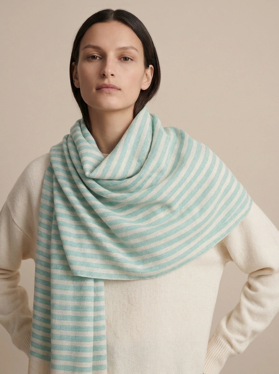 Sabz Bahaar Striped Merino Silk Scarf