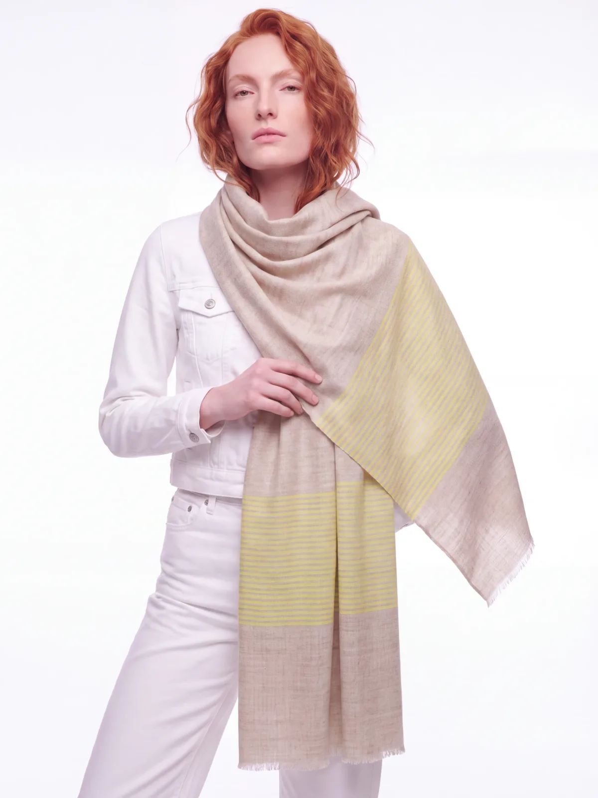 Wan Posh Striped Merino Silk Scarf