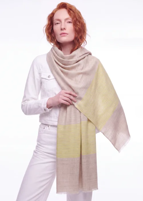 Wan Posh Striped Merino Silk Scarf
