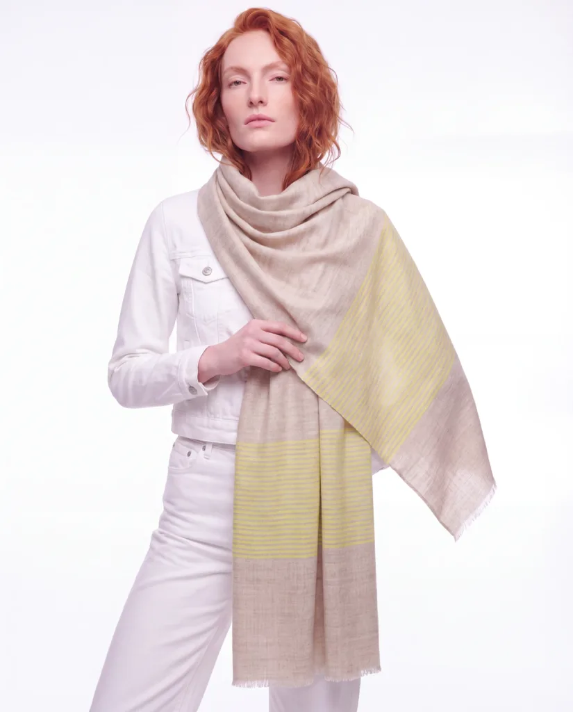 Wan Posh Striped Merino Silk Scarf