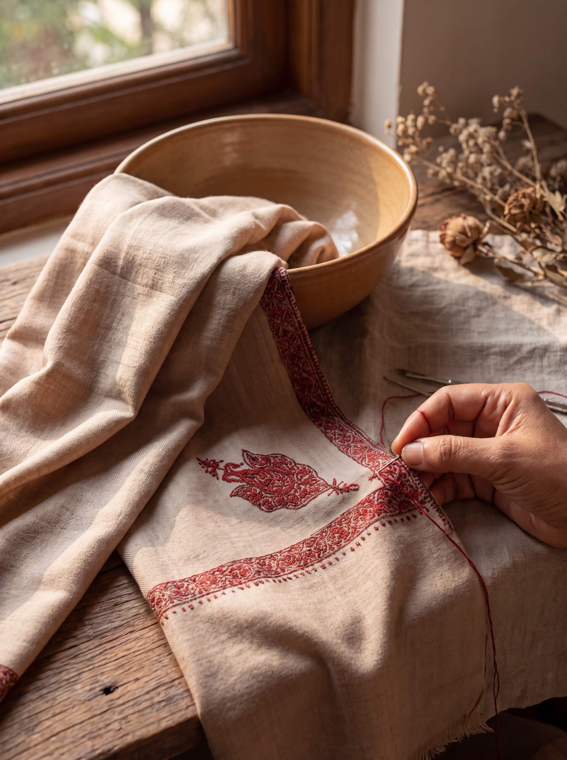 Ochre Ikat Men’s Shawl