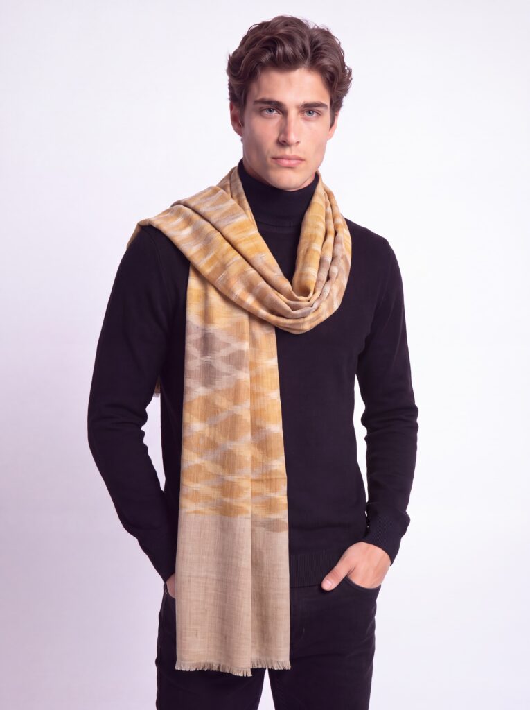 Ochre Ikat Men's Shawl