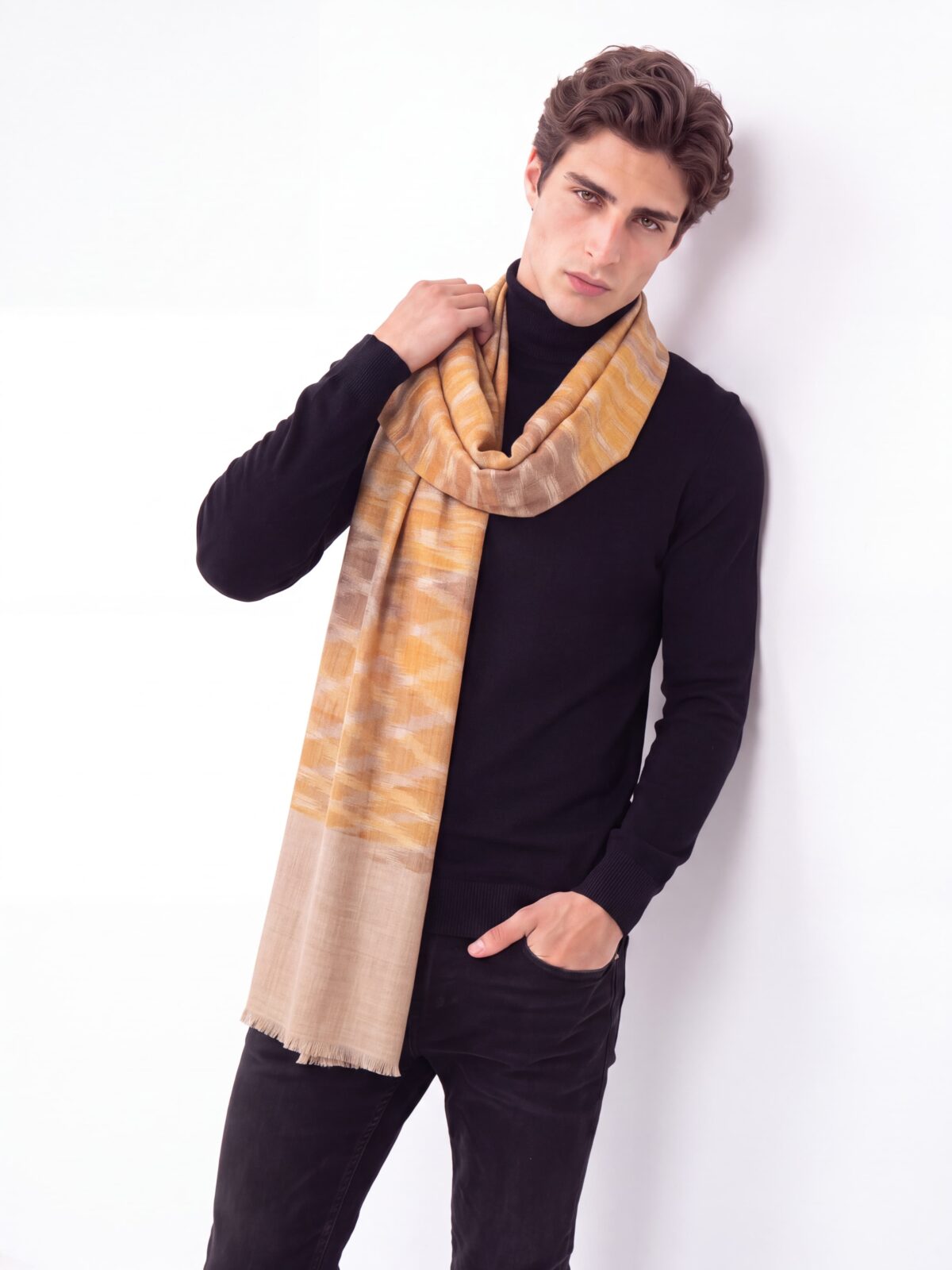 Ochre Ikat Men's Shawl