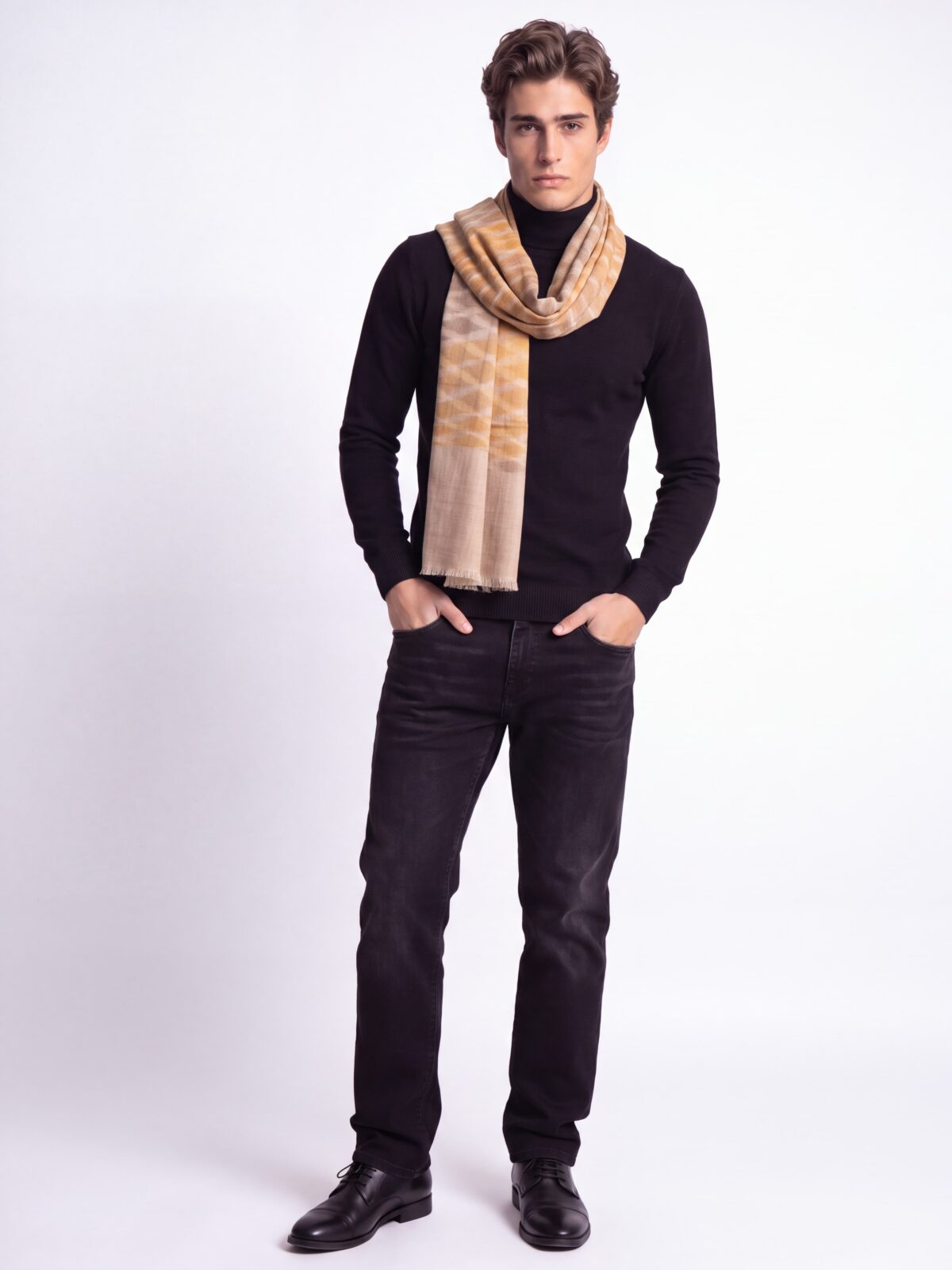 Ochre Ikat Men's Shawl