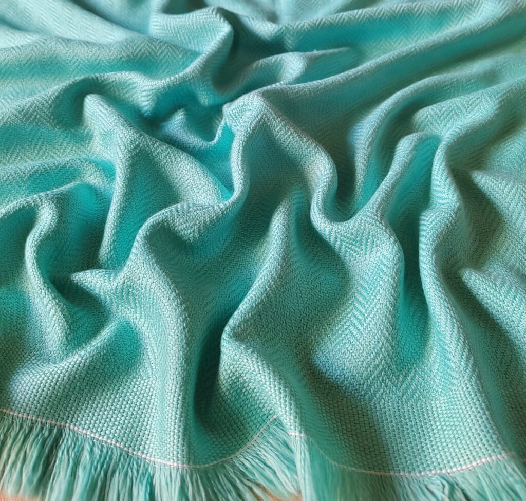 Seafoam Baby Blanket Handspun in Merino Wool