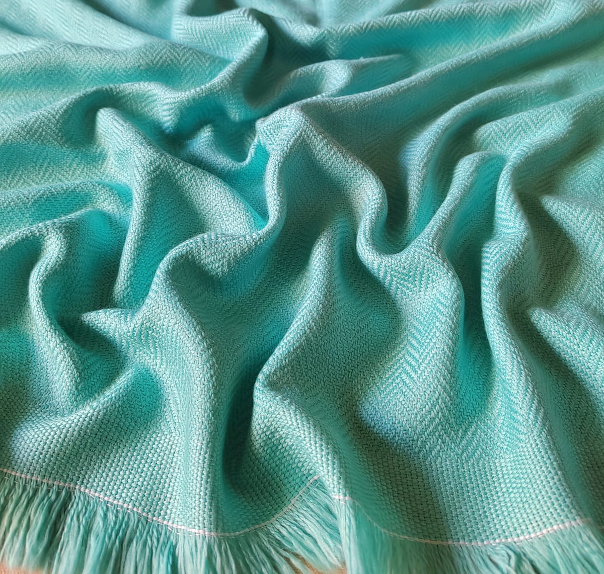Seafoam Baby Blanket Handspun in Merino Wool