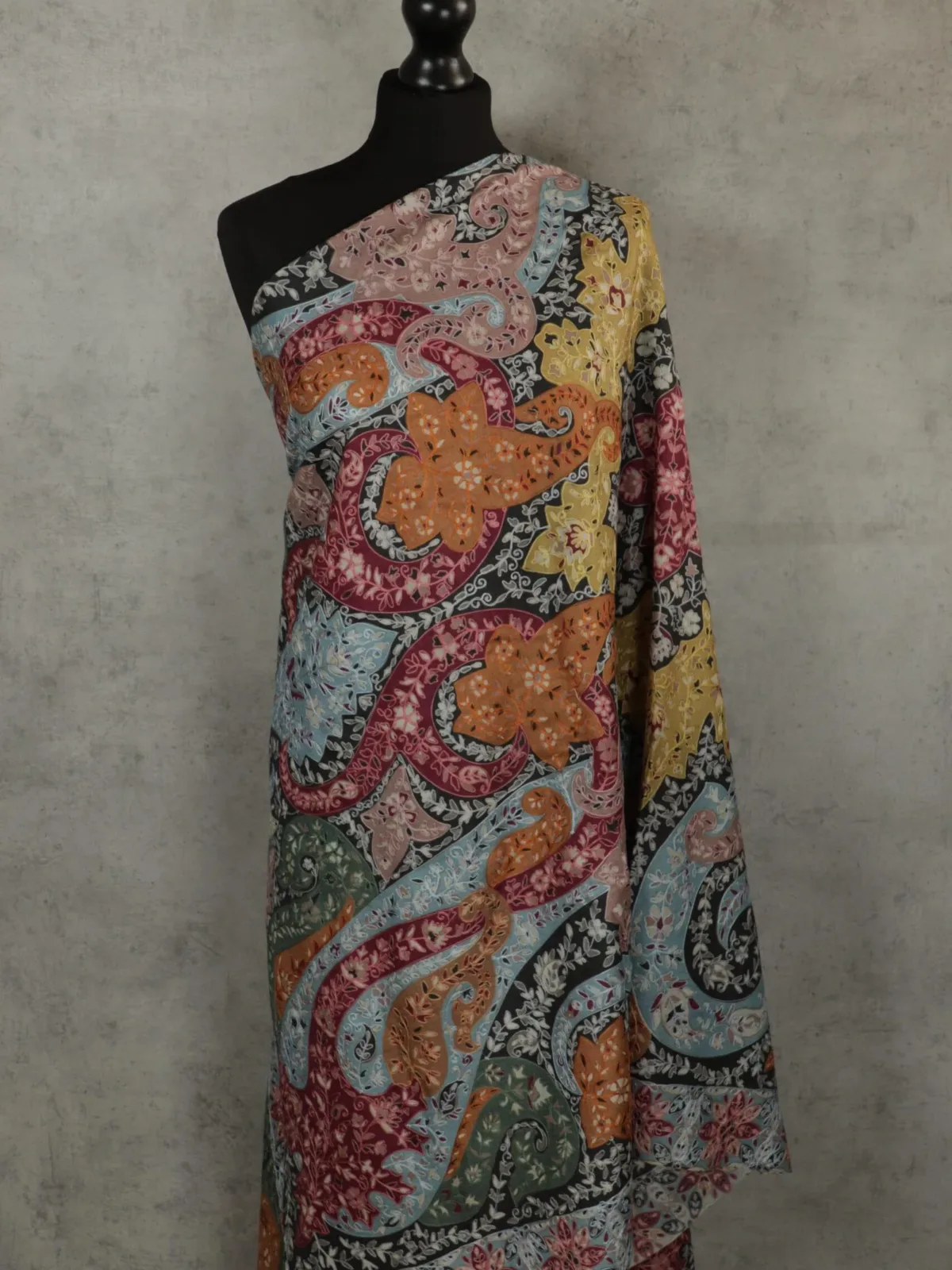 Royal Crest Embroidered Shawl
