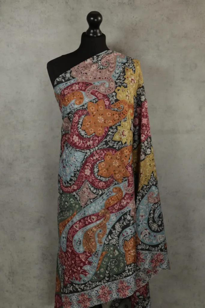 Royal Crest Embroidered Shawl