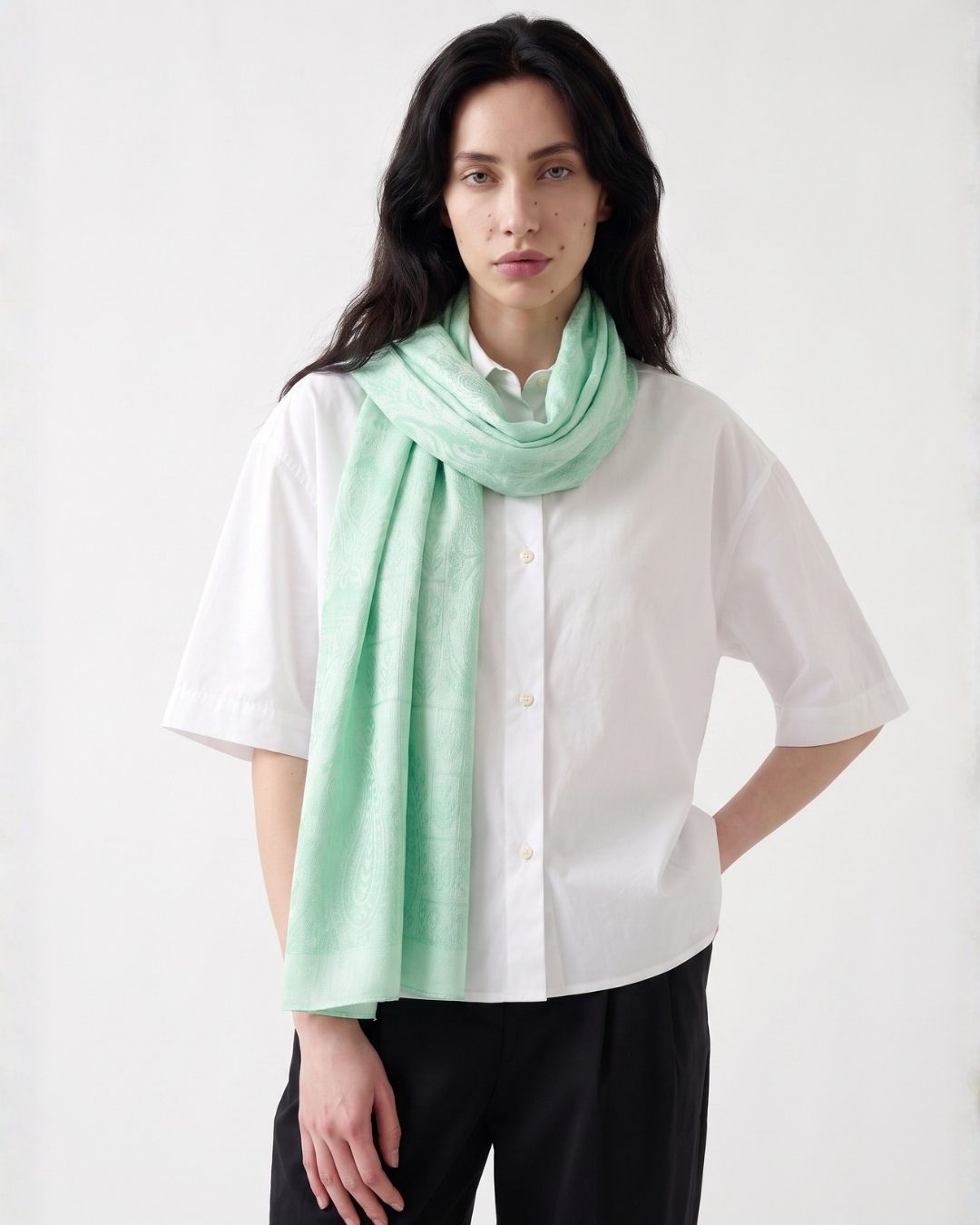 Sang-e-Yashm Jacquard Merino Silk Scarf