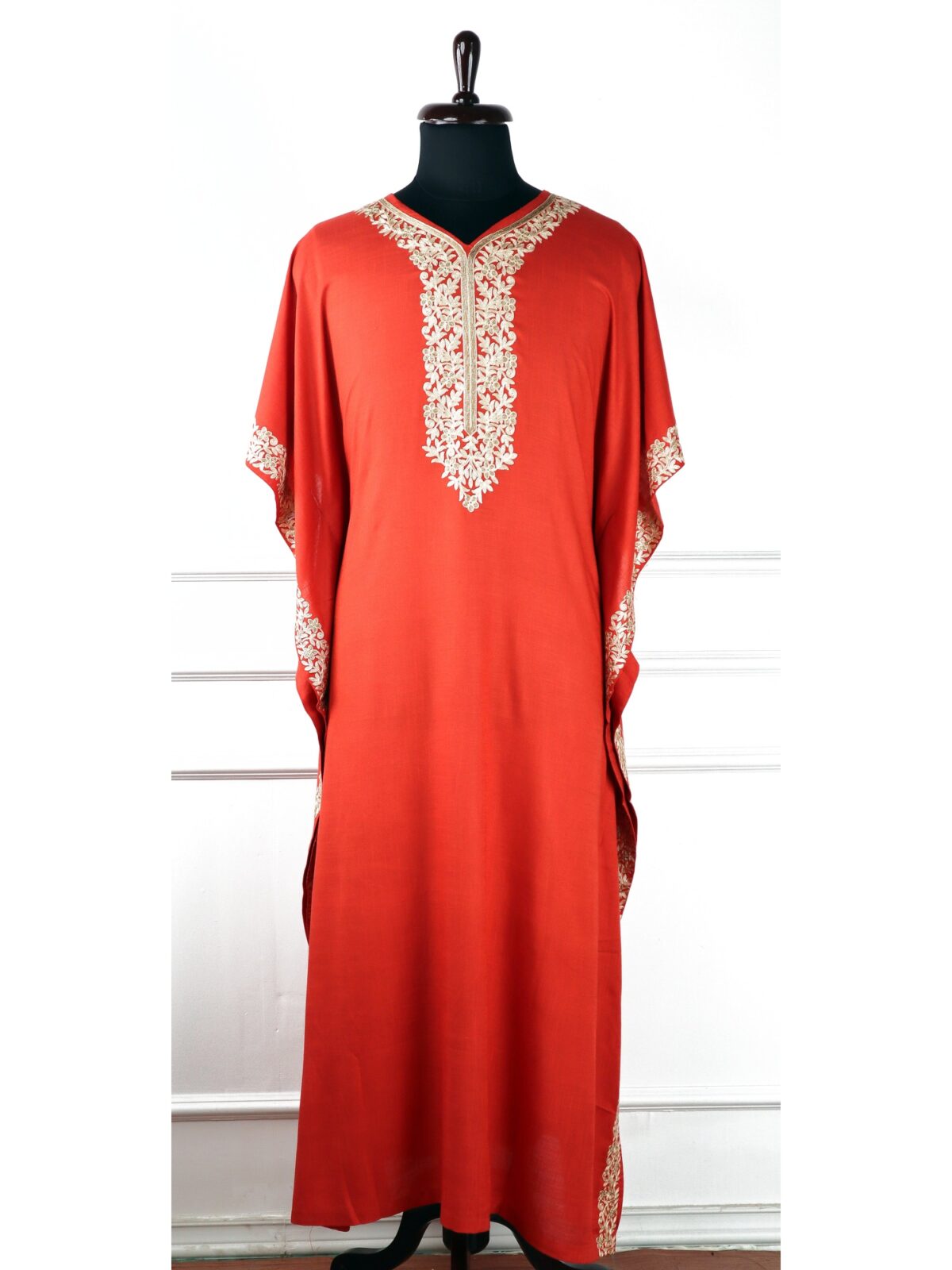Kongposh Cotton Kaftan with Floral Aari Embroidery