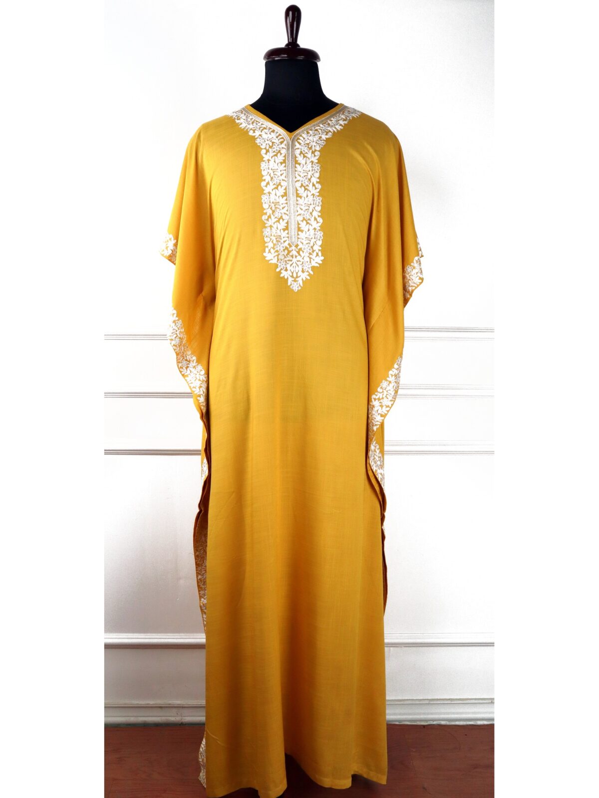 Yemberzal Cotton Kaftan with Floral Aari Embroidery