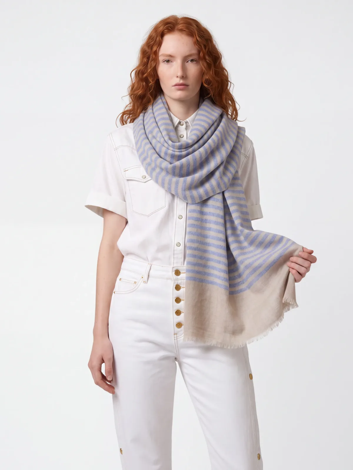 Jean Stripes Merino Silk Scarf