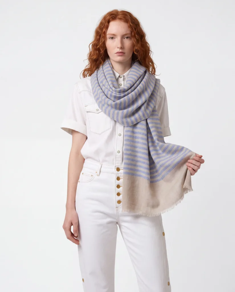 Jean Stripes Merino Silk Scarf