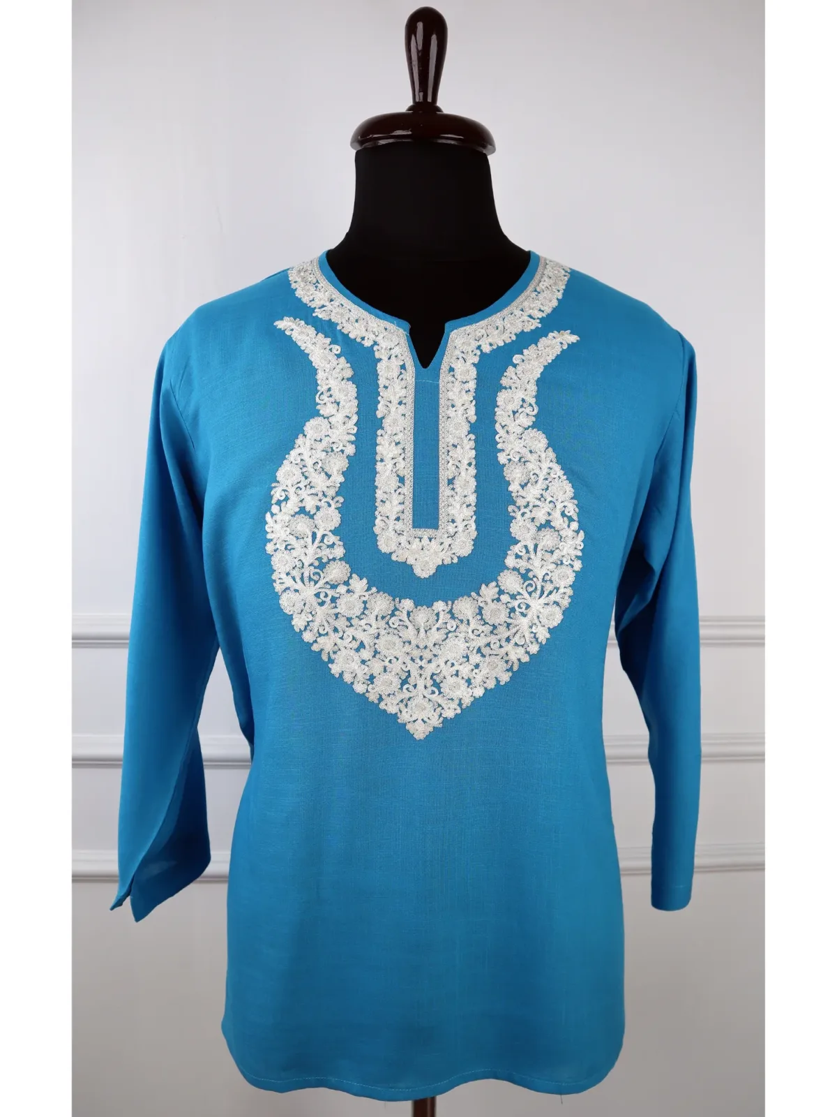 Arsh Cotton Kurti in Blue with Aari Embroidery