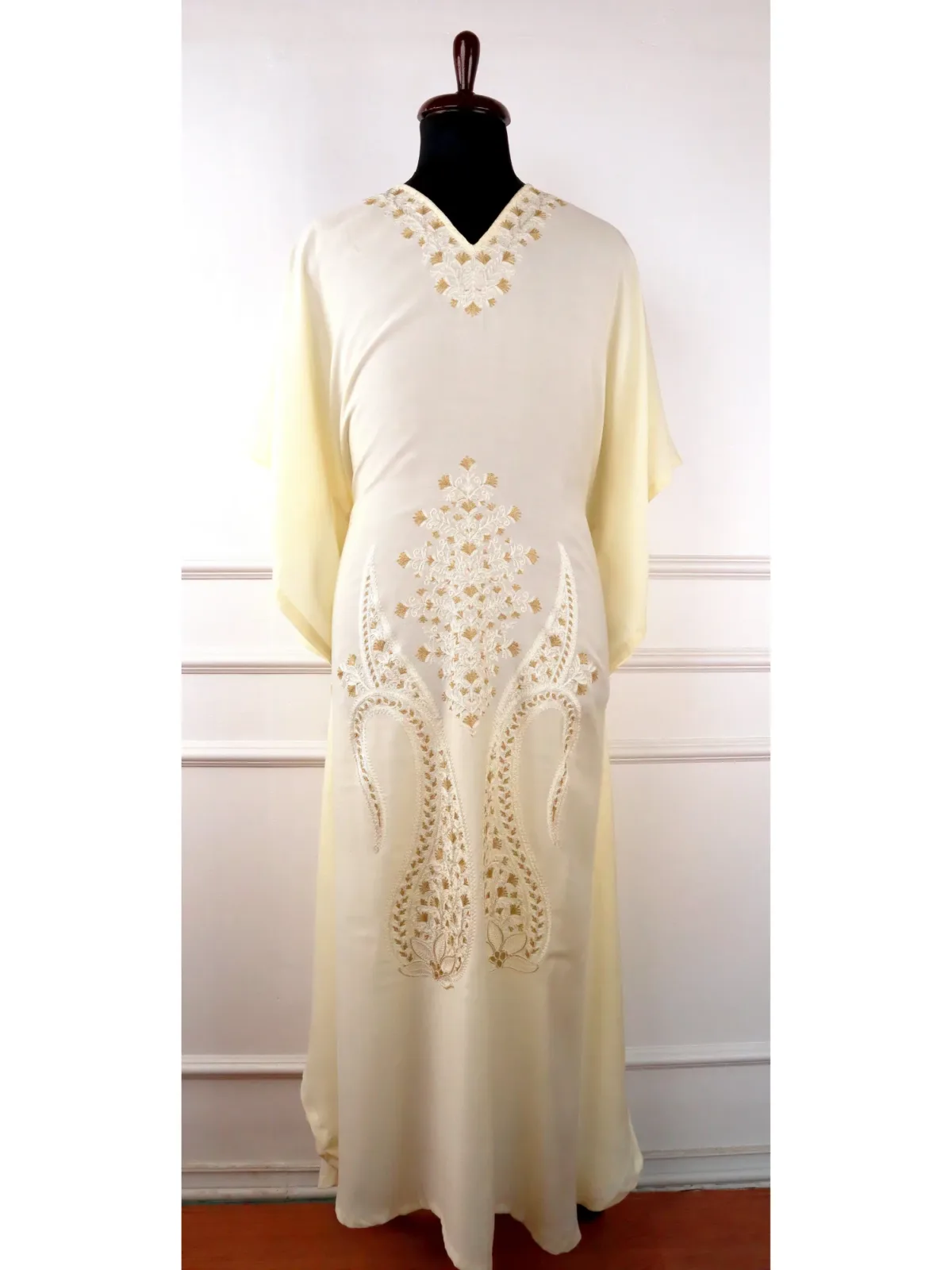 Noor e Qamar Cotton Kaftan with Aari Embroidery