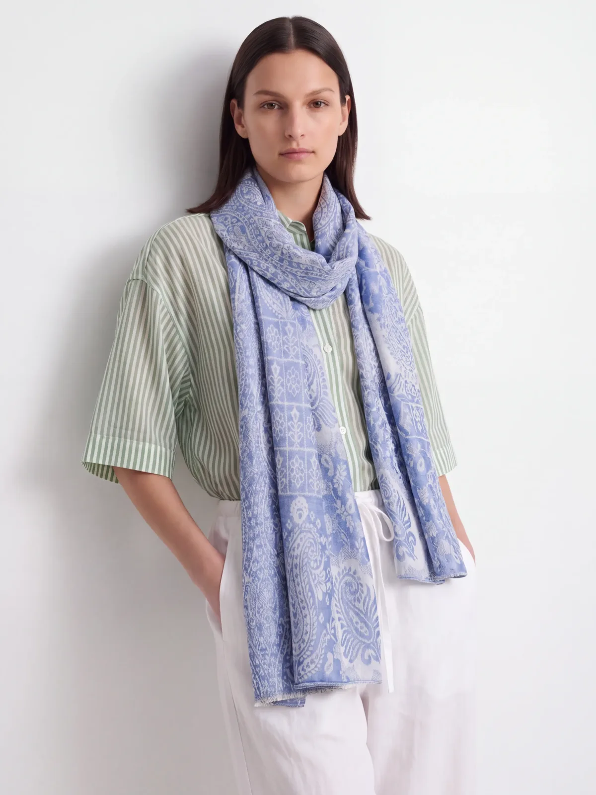 Nilaab Jacquard Merino Silk Scarf