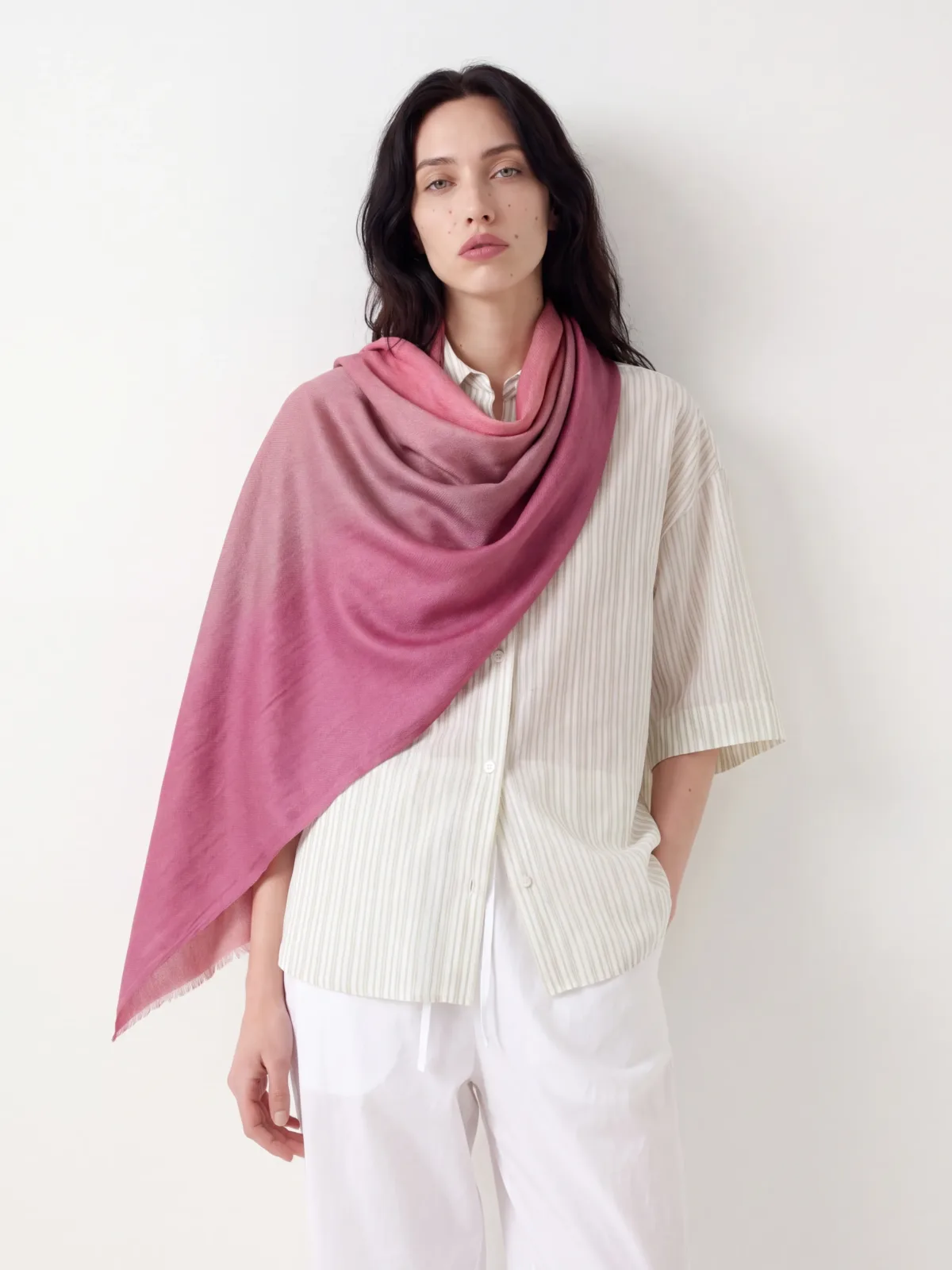 Reversible Gul e Lala e Kashmir Merino Silk Scarf