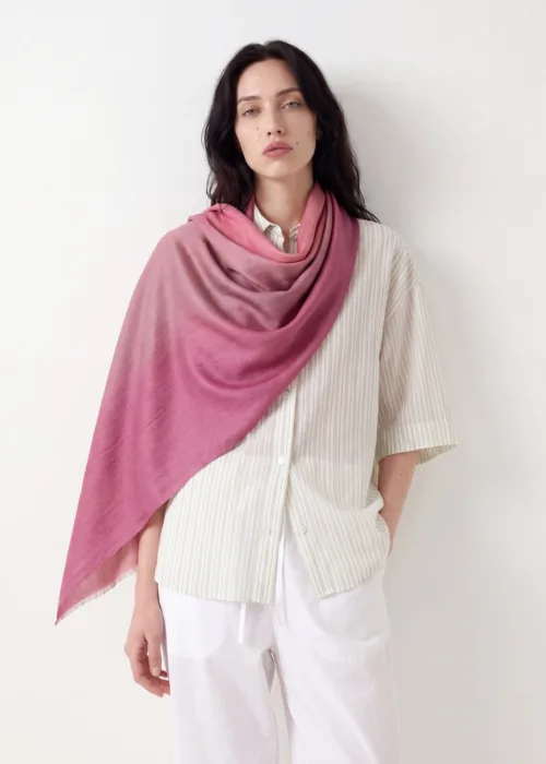 Reversible Gul e Lala e Kashmir Merino Silk Scarf