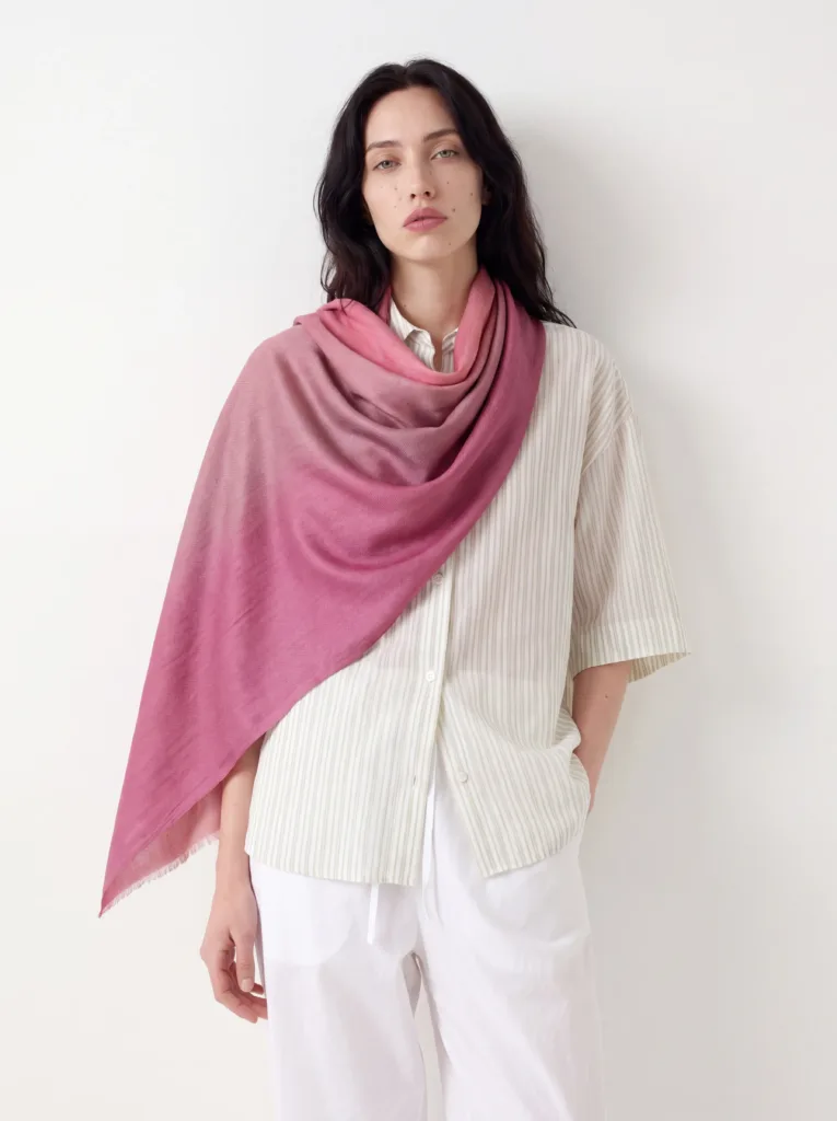 Reversible Gul e Lala e Kashmir Merino Silk Scarf