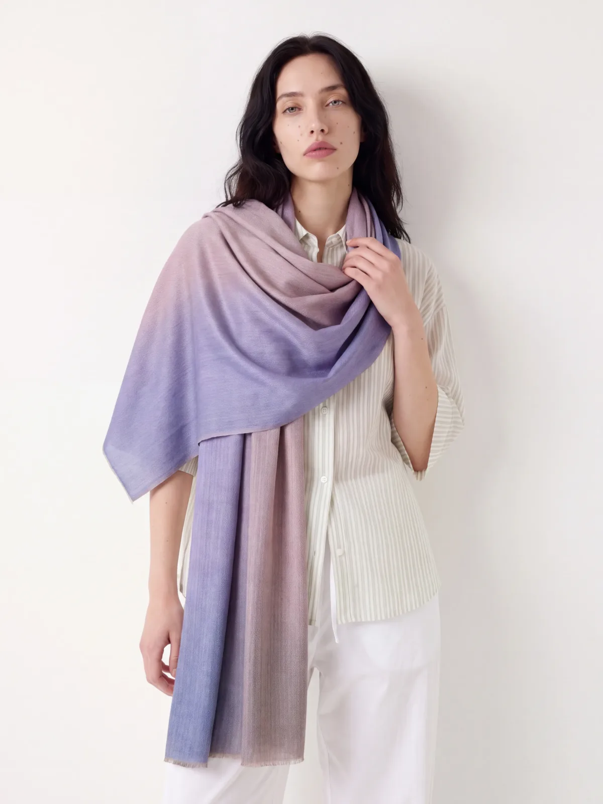 Reversible Moonlit Lavender Merino Silk Scarf