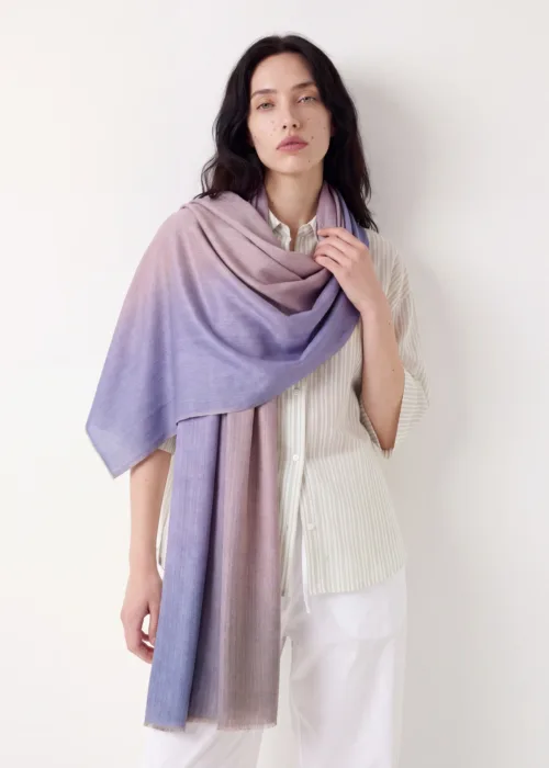 Reversible Moonlit Lavender Merino Silk Scarf