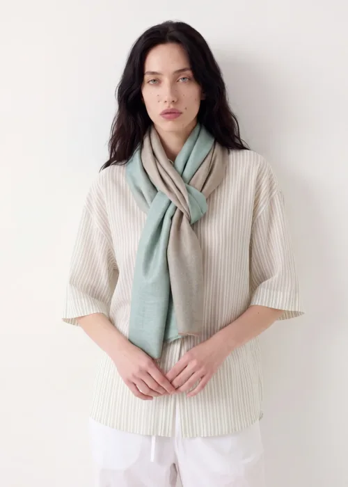 Reversible Neel o Khaak e Kashmir Merino Silk Scarf
