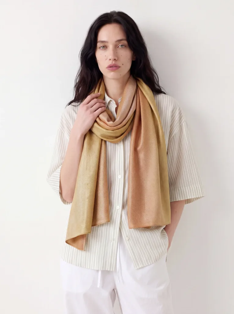 Reversible Zar o Gulaab e Kashmir Merino Silk Scarf
