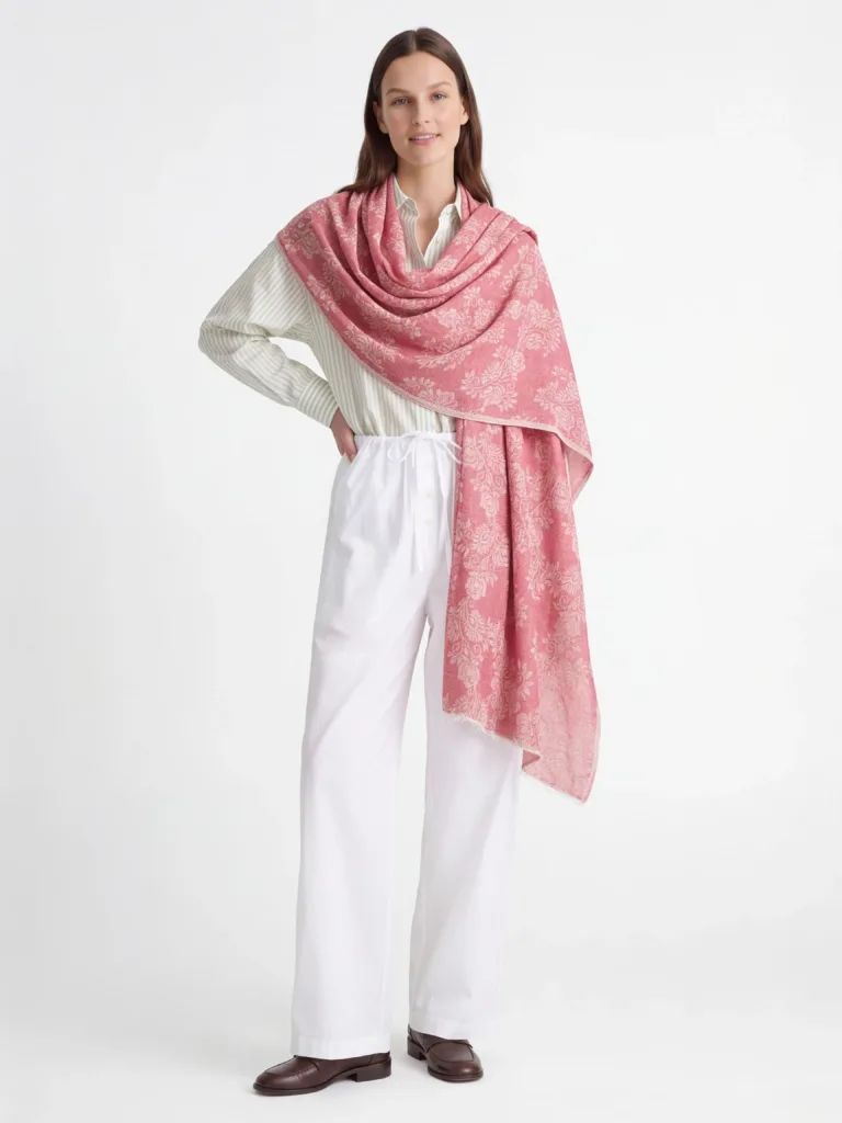 Surkhposh Jacquard Merino Silk Scarf